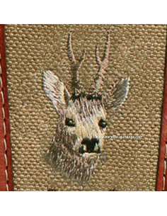 Linnen geweerriem met meerdere motieven. 2