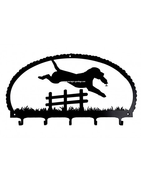 Sleutelrek Labrador retriever springend