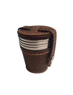 Beier Set Shotcups van Roestvrij Staal in een Leren Etu