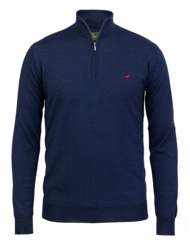 Laksen Norfolk zip-neck french blue