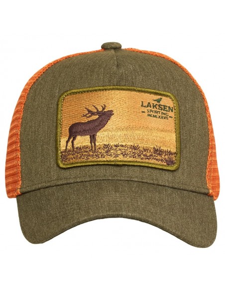 Laksen Deer Horizon Cap Olive Burnt Orange Mesch