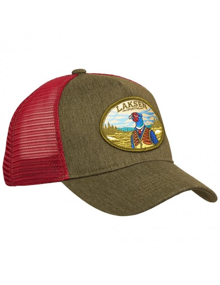 Laksen Pheasent in Tweed Cap Olive - Red Mesch
